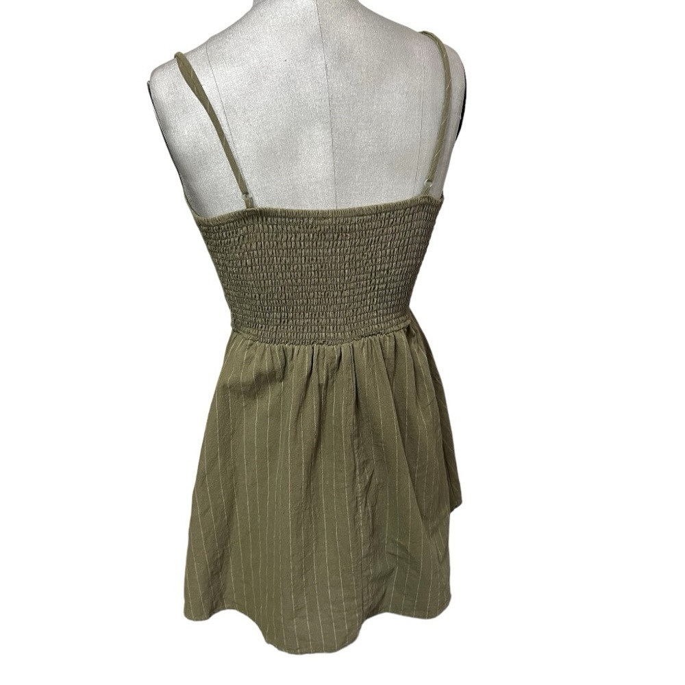 Purple Snow Spaghetti Strap Green Pin Stripes Mini Dress Size M - Picture 4 of 9